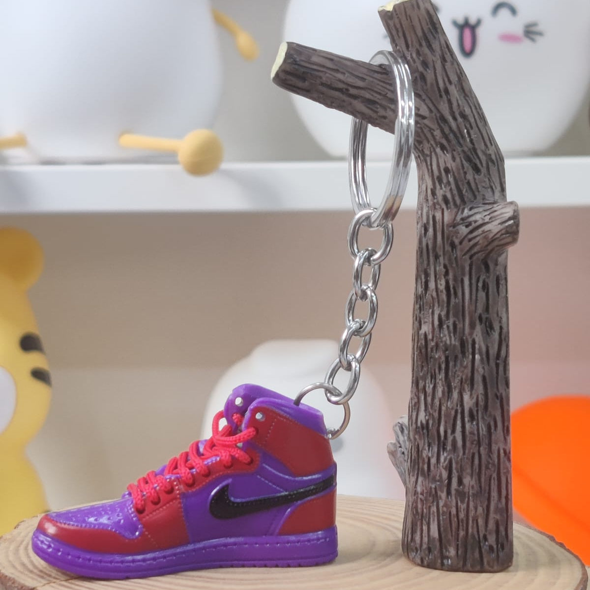 Red Purple Sneakers Miniature Keychain