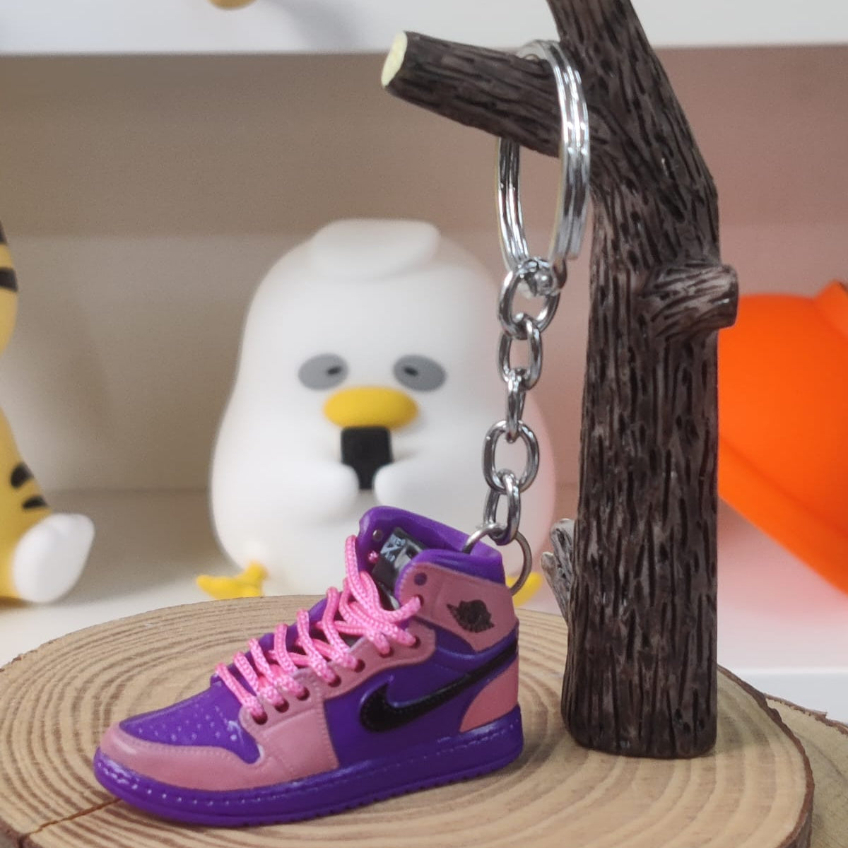 Pink Purple Sneakers Miniature Keychain