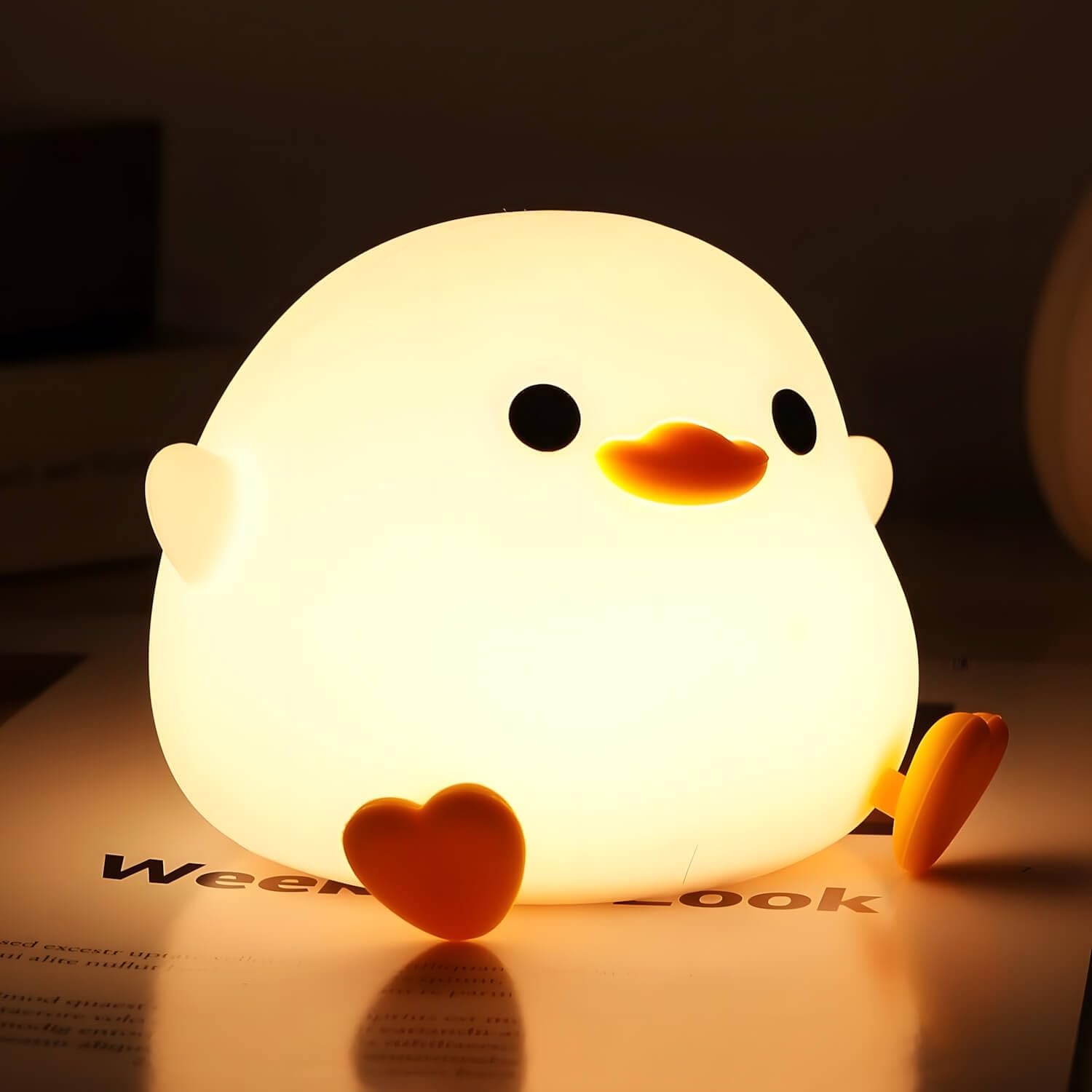 Cute Dodo Duck Warm Yellow Light 3D Touch Silicon Lamp - USB Chargeable