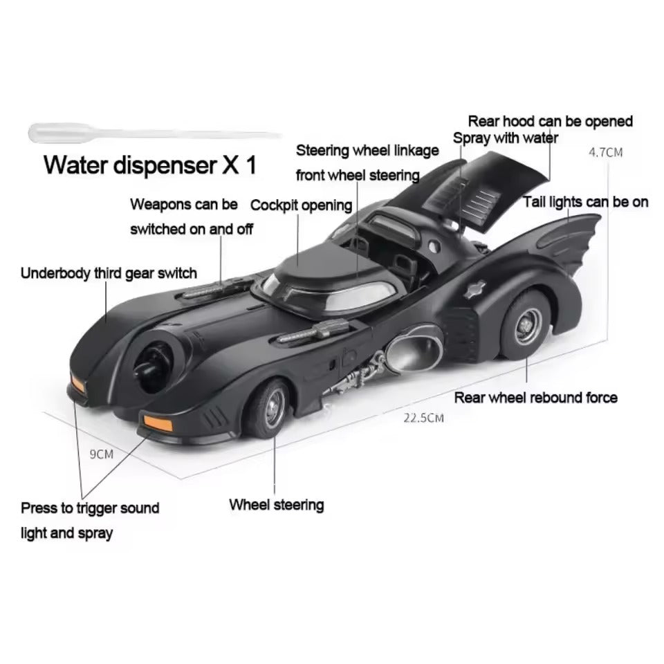 Scale 1 : 24 1989 Batmobile Model Car Die Cast Metal Car Model Simulation Sound Light Sports Car