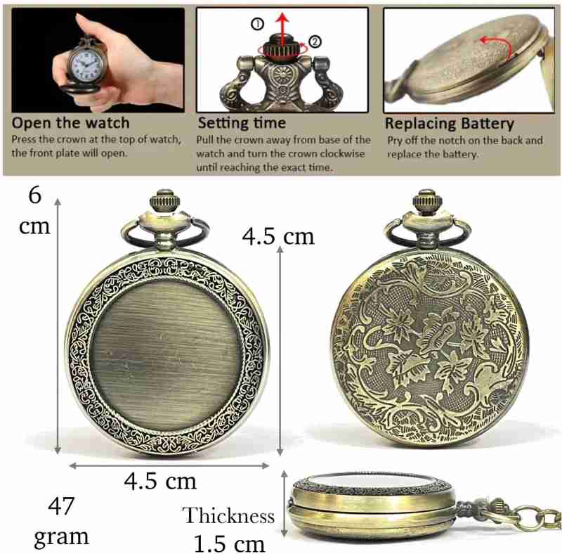 Vintage Antique Pocket Watch Keychain