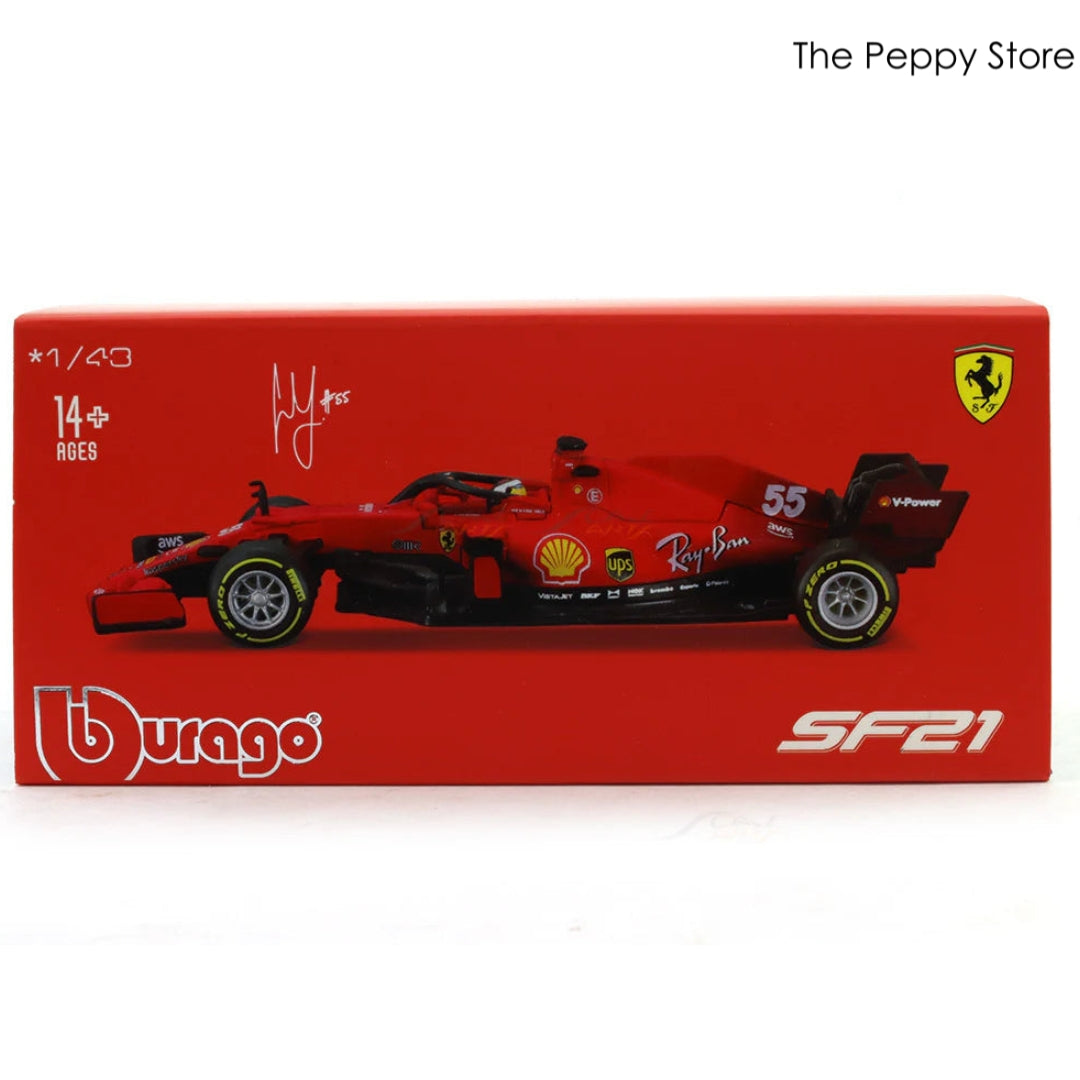 Bburago - 1/43 Diecast Scale Model 2021 Ferrari SF21 #55 Carlos Sainz