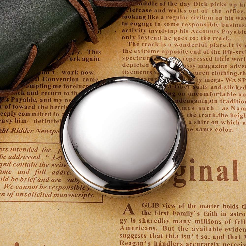 Antique Steel-Polished Pocket Watch Keychain