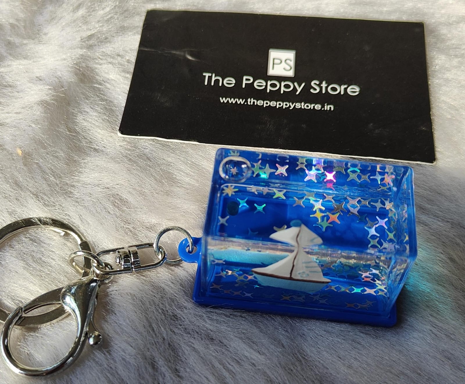 Unsinkable Ship Cruise Liquid Drift in Box Keychain With Bagcharm - Random Keychain Will Be Provided