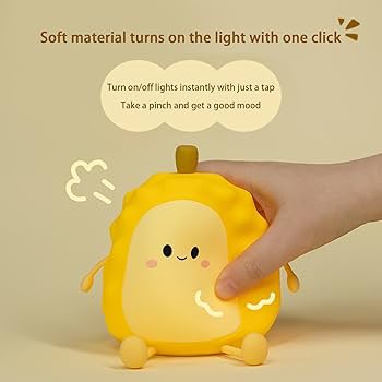 Night Light for Kids, Cute Silicone Durian Nursery Light for Baby Room and Toddler, Rechargeable LED Fruits Decor Nightlight for Girls and Boys, Portable Kawaii Lamp Birthday Gift