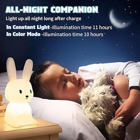 Cute Bunny 3D Silicon Touch Lamp - USB Chargeable