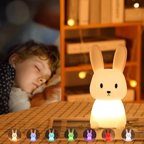 Cute Bunny 3D Silicon Touch Lamp - USB Chargeable