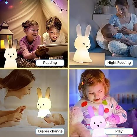 Cute Bunny 3D Silicon Touch Lamp - USB Chargeable