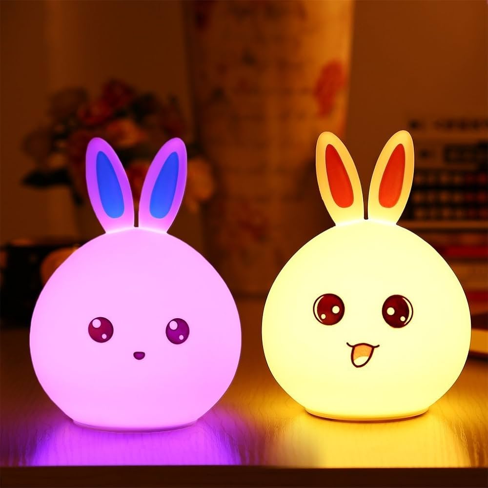 Cute Bunny 3D Silicon Touch Lamp - USB Chargeable