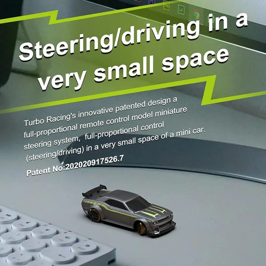 Turbo Racing 1:76 Scale C65 Drift RC Car with Gyro Mini Full Proportional Green Car (No Cod Allowed On This Product) - Prepaid Orders Only