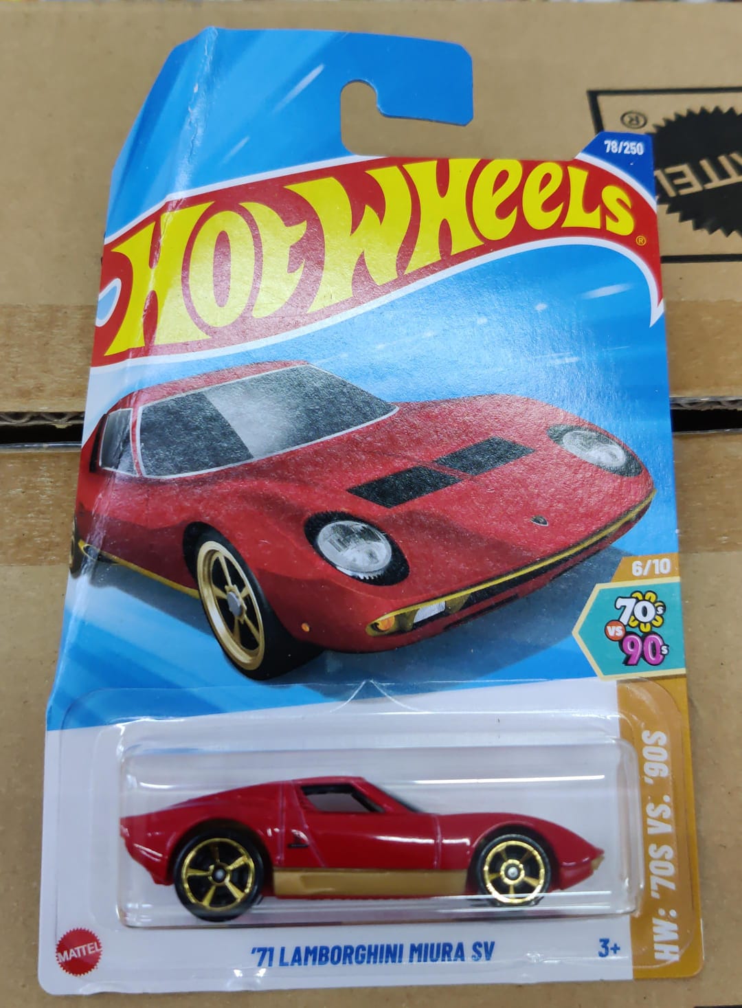 Hot Wheels Imported '71 Lamborghini Miura Sv - Card Folded Car in Mint Condition