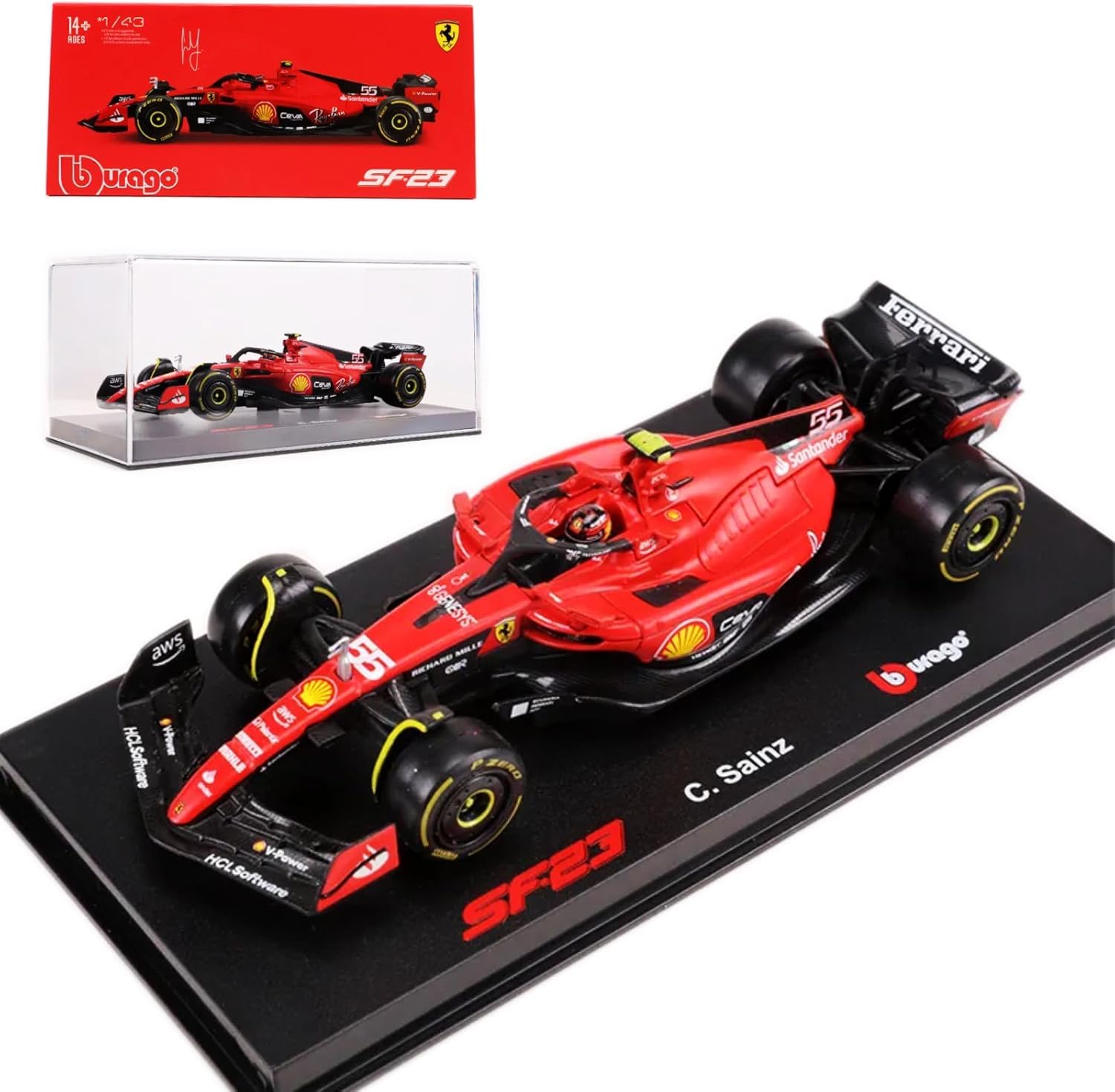 Bburago - 1/43 Diecast Scale Model 2023 Ferrari SF-23 Carlos Sainz