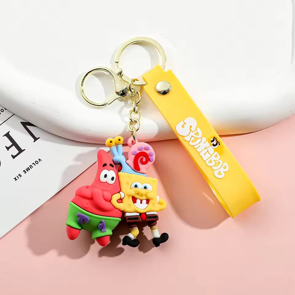 Spongebob 3D Silicon Keychain with Bagcharm and Strap (Select From Drop Down)