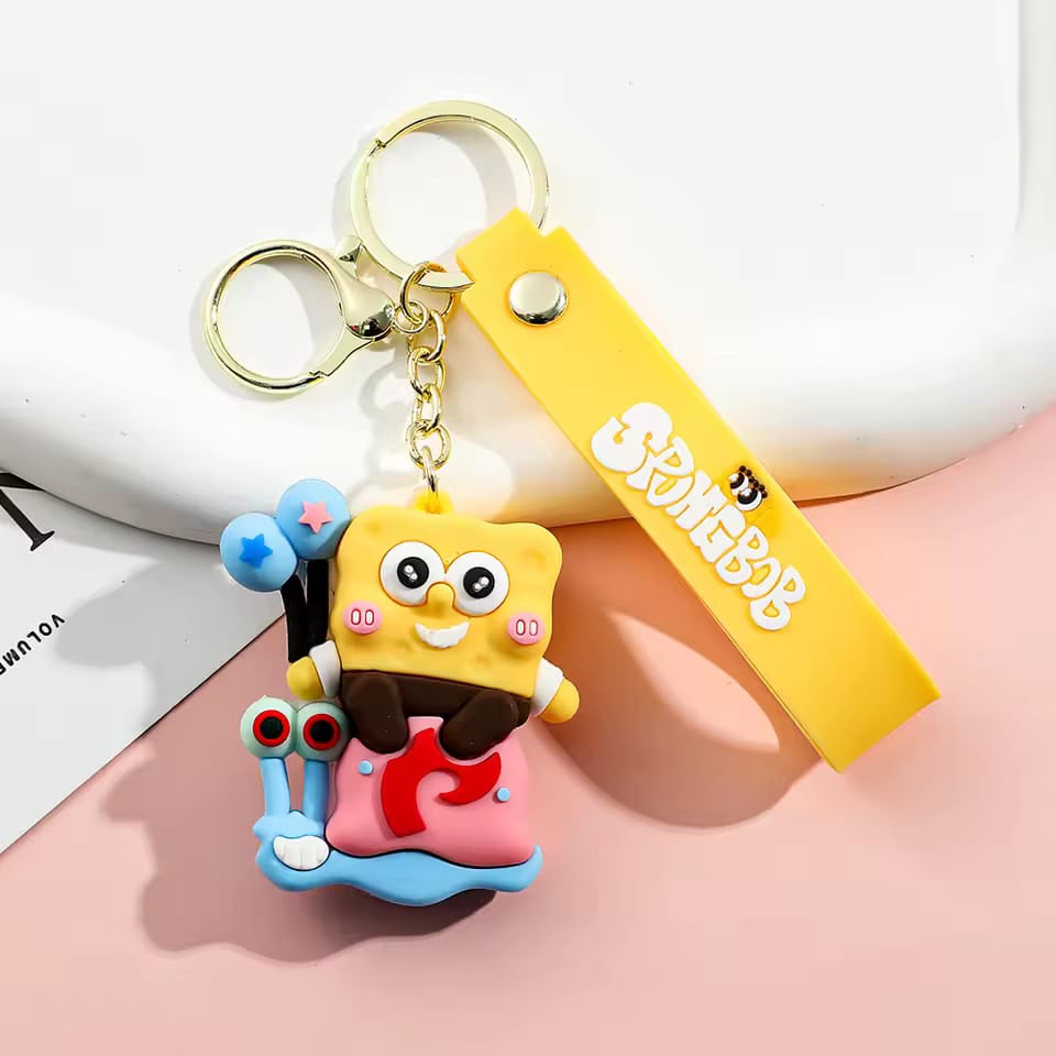 Spongebob 3D Silicon Keychain with Bagcharm and Strap (Select From Drop Down)