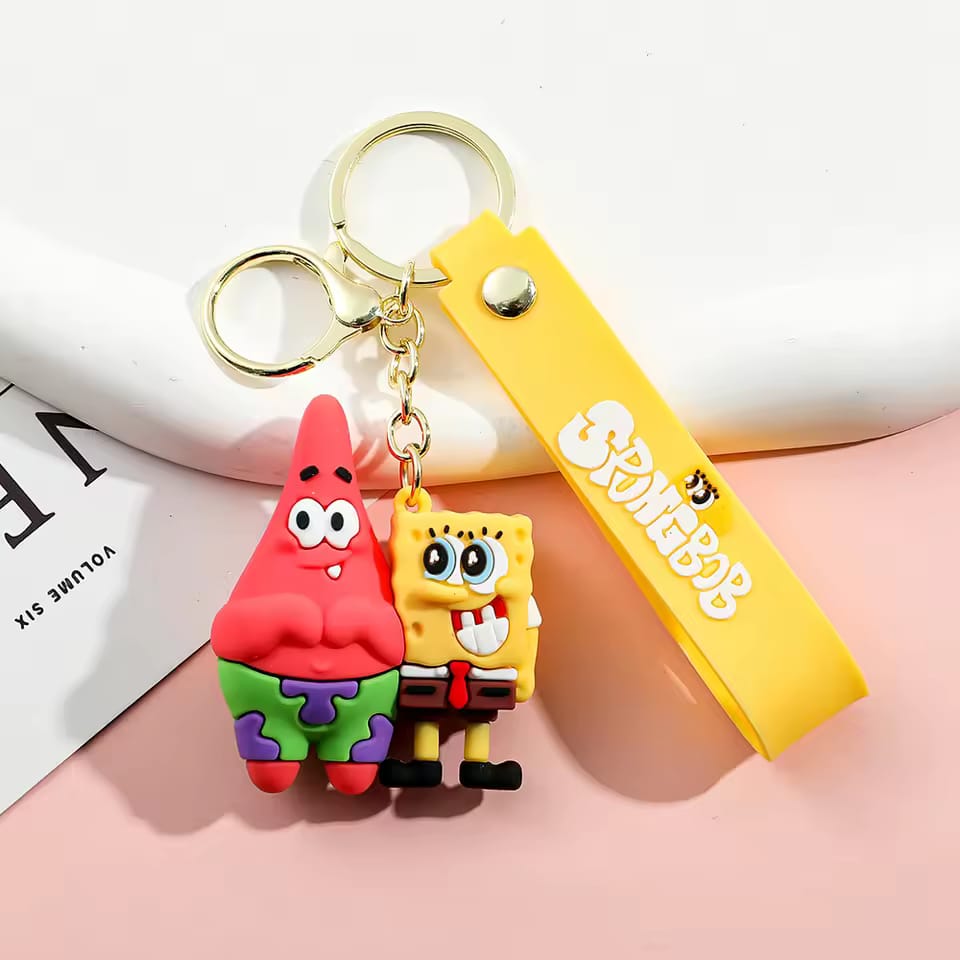 Spongebob 3D Silicon Keychain with Bagcharm and Strap (Select From Drop Down)