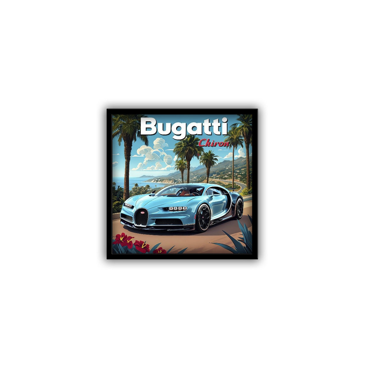 Bugatti Chiron Car Posters With Frame - 5*5 Inches
