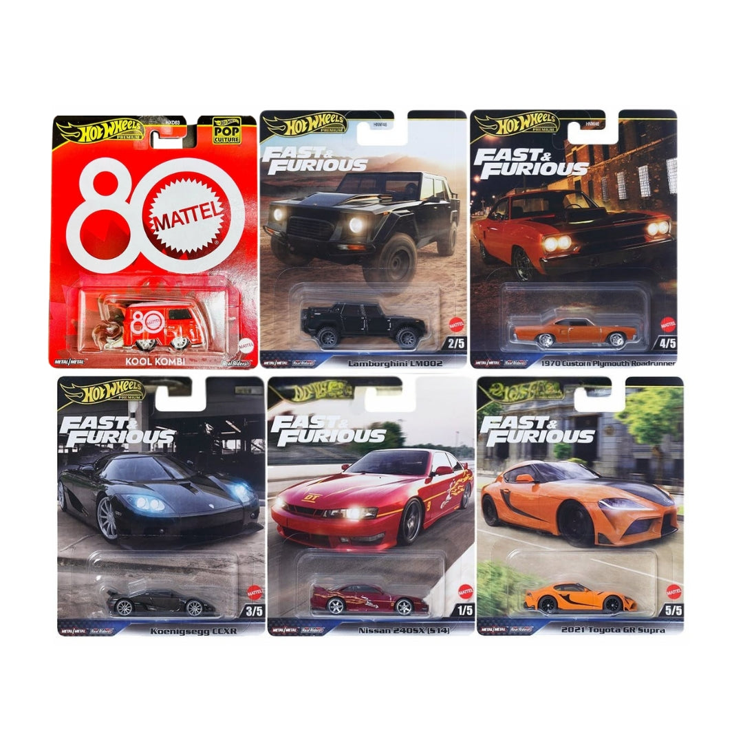 Hot Wheels 2025 Fast and Furious HNW46 955L 1:64 Scale - Set Of 6