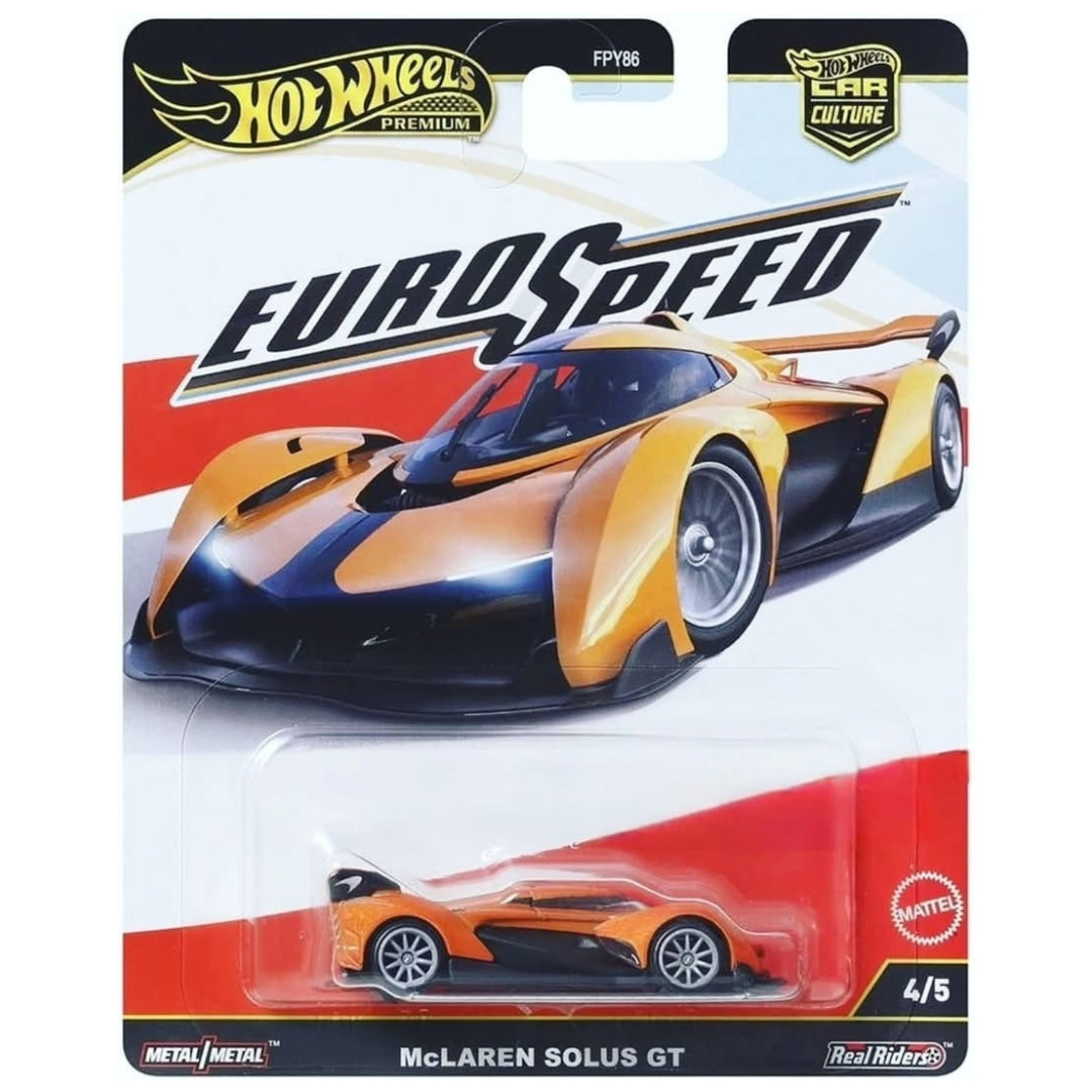Hot Wheels Euro Speed Imported Premium 1/64 Car Culture Mclaren SOLUS GT Metal on Metal