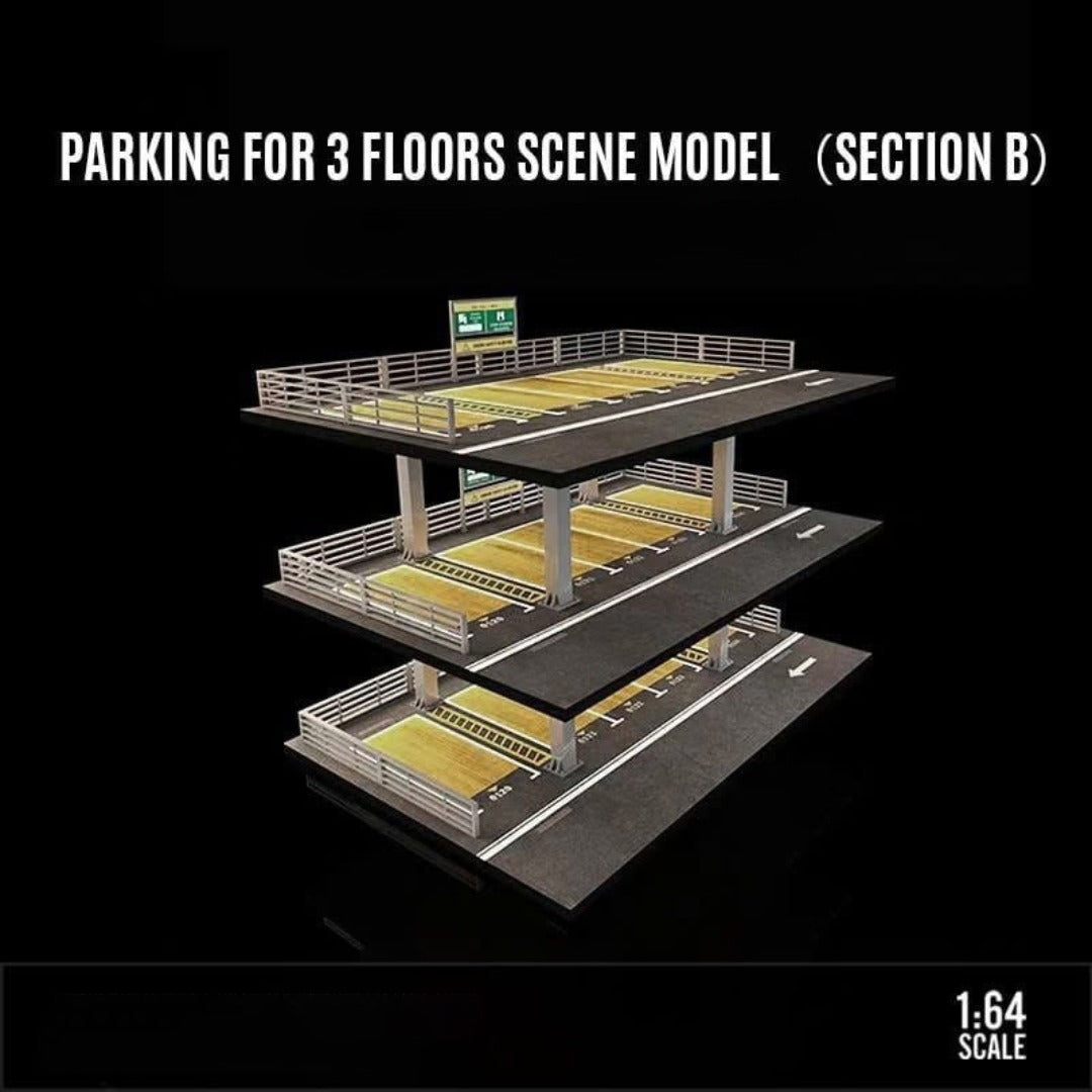 Diorama Parking With Lights for 3 Floors Scene Models for 1:64 Diecast Models (No Cod Allowed On This Product) - Prepaid Orders Only