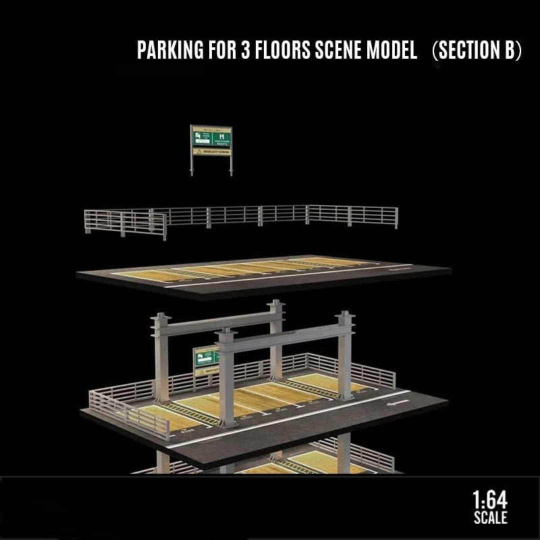 Diorama Parking With Lights for 3 Floors Scene Models for 1:64 Diecast Models (No Cod Allowed On This Product) - Prepaid Orders Only