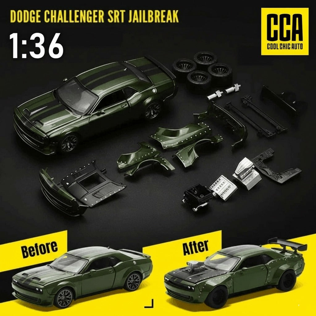 Scale 1 : 36 Official Licensed CCA Cool-Chic Auto 2-In-1 2022 Dodge Challenger SRT Jailbreak Diecast Metal Model Car