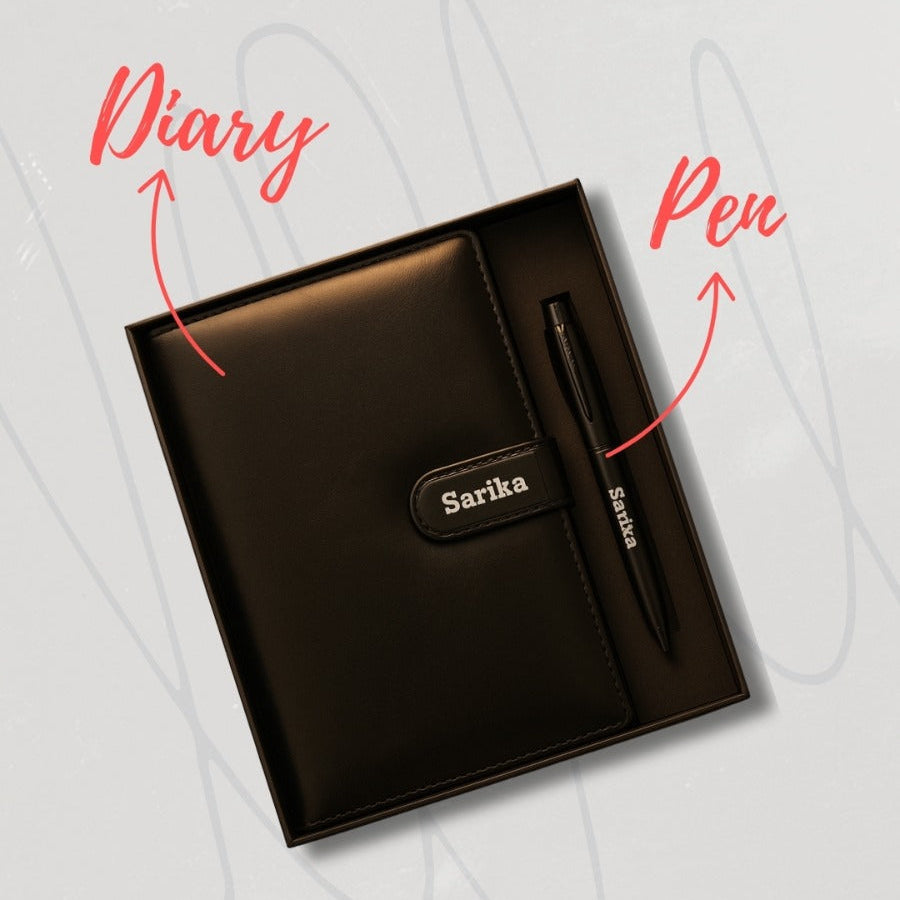 Personalised Name Gift Set - Diary & Pen (No Cod on personalised Orders) - Prepaid Orders Only