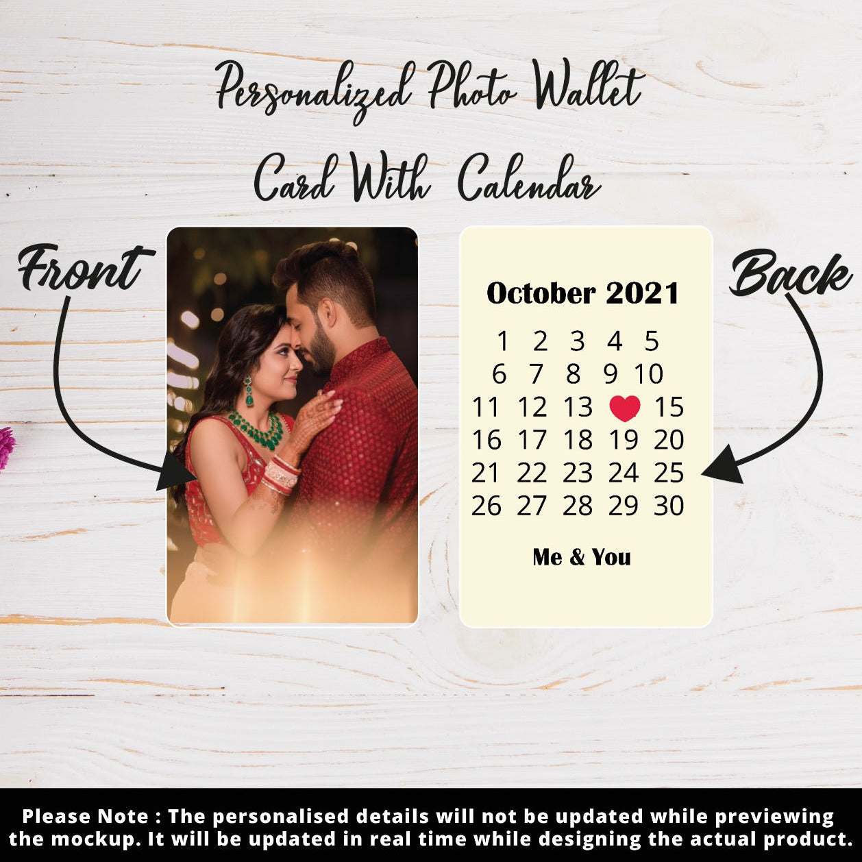 Personalised Calendar Wallet Card ( No COD on Personalised Orders)