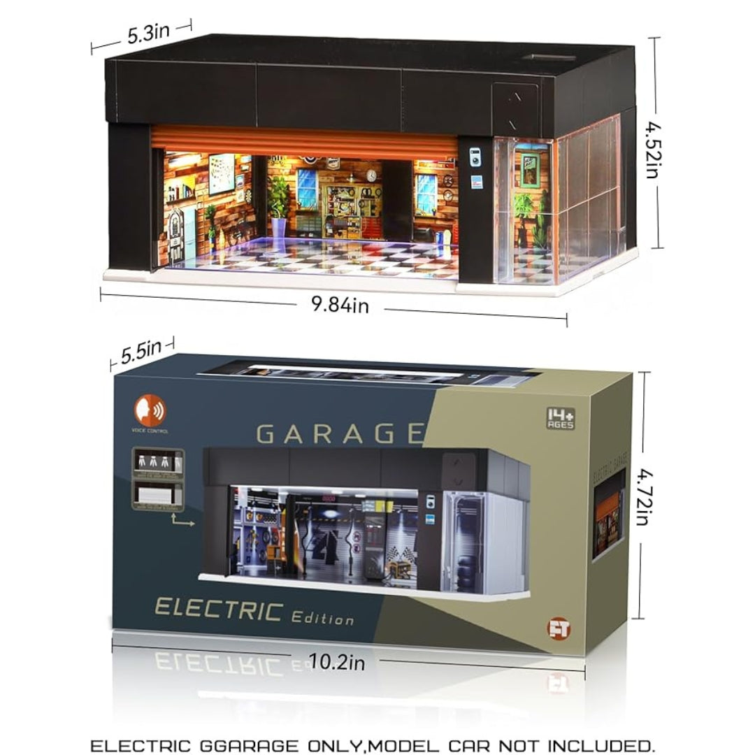 Electric Motorized Garage Diorama With Lights and Voice Control  for 1:64 Diecast Scale Models - USB chargeable and Battery Operated (No Cod Allowed On This Product) - Prepaid Orders Only