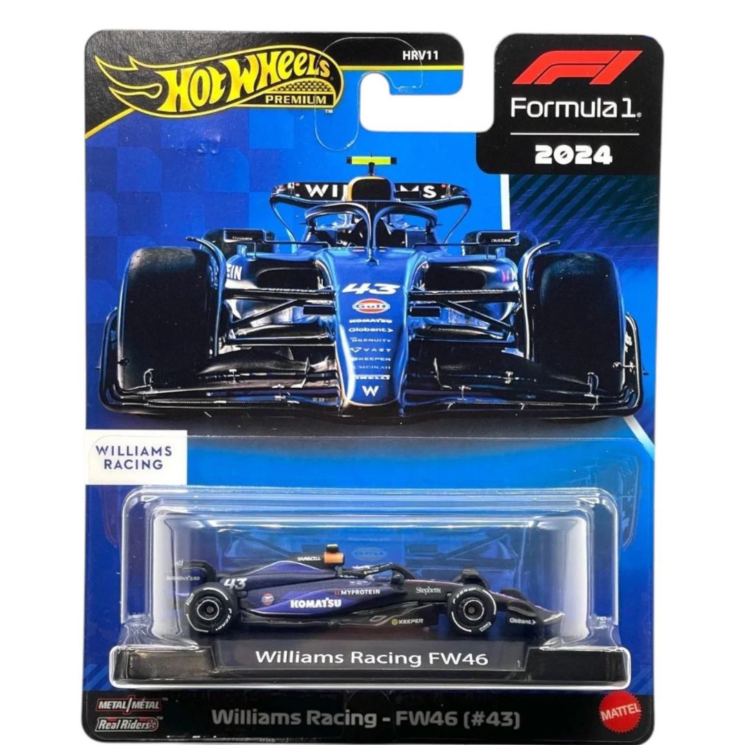 Hot Wheels Scale 1:64 Imported Premium Formula F1  2024 Diecast Model Cars  - Williams Racing - FW46 (#43)