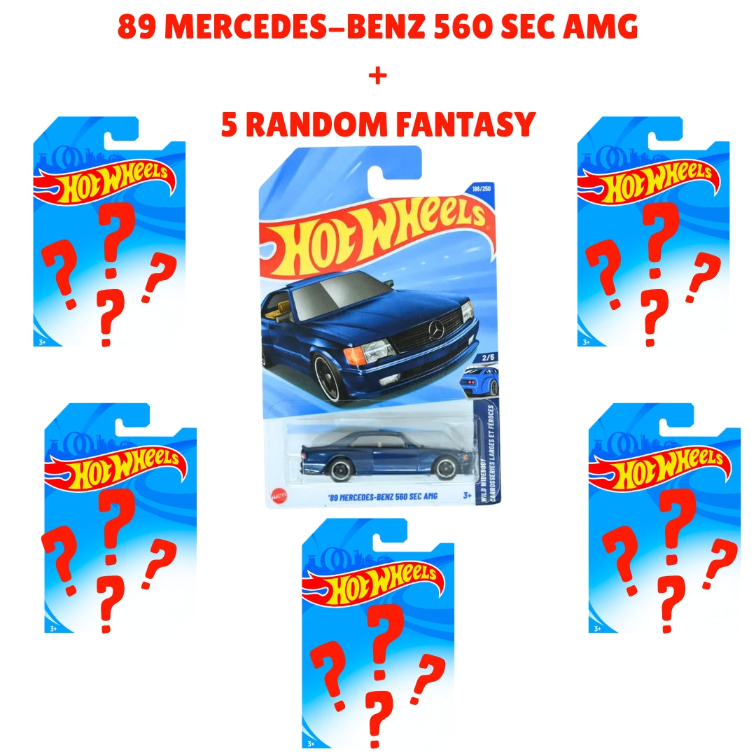 Hot Wheels '89 Mercedes - Benz 560 Sec AMG Plus 5 Random Fantasy Cars Combo