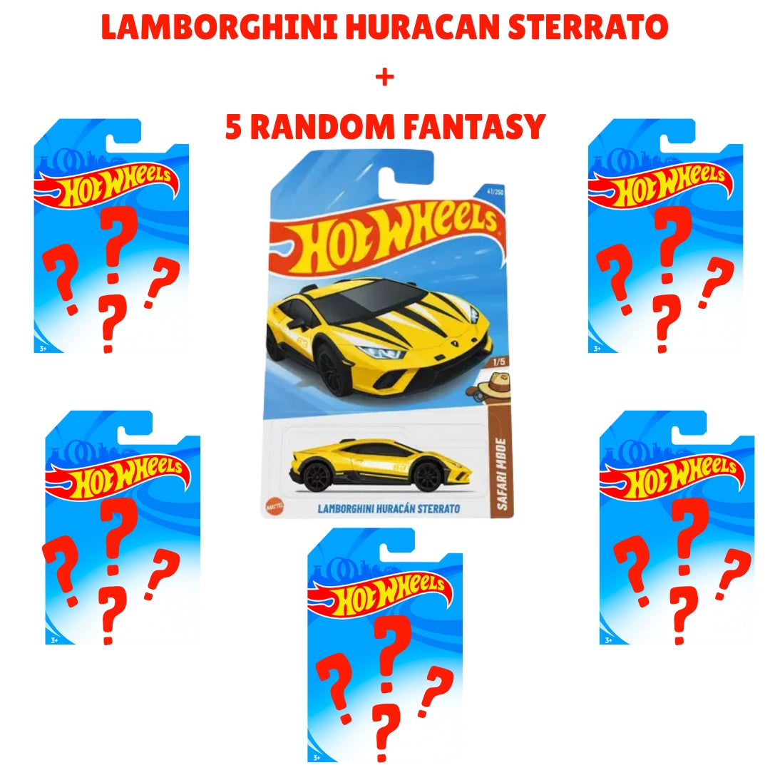 Hot Wheels Lamborghini Huracán Sterrato Plus 5 Random Fantasy Cars Combo