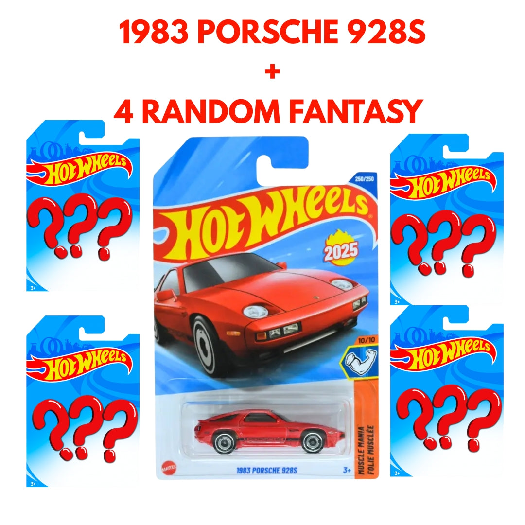 Hot Wheels 1983 Porsche 928S Plus 4 Random Fantasy Cars Combo