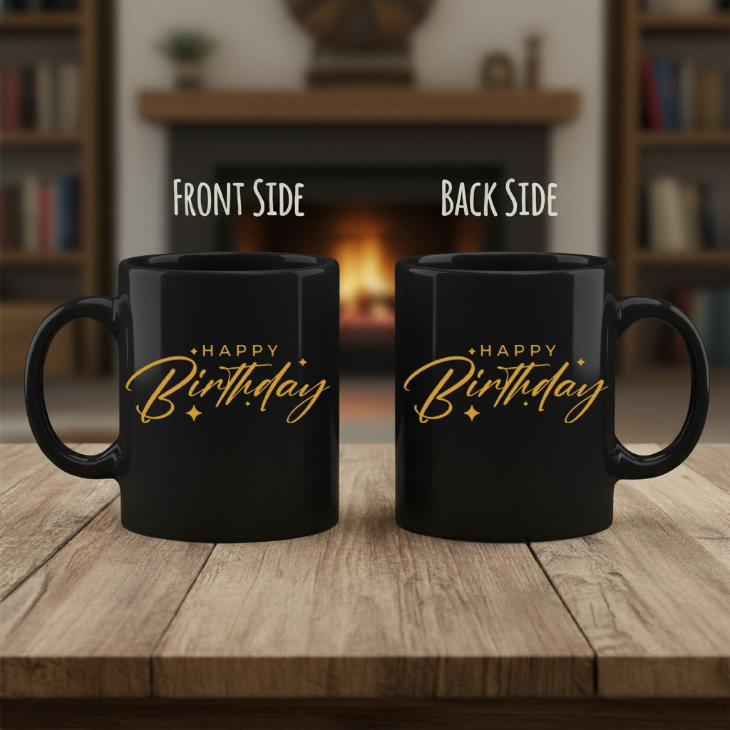 Happy Birthday 3D Ceramic Black Coffee Mug