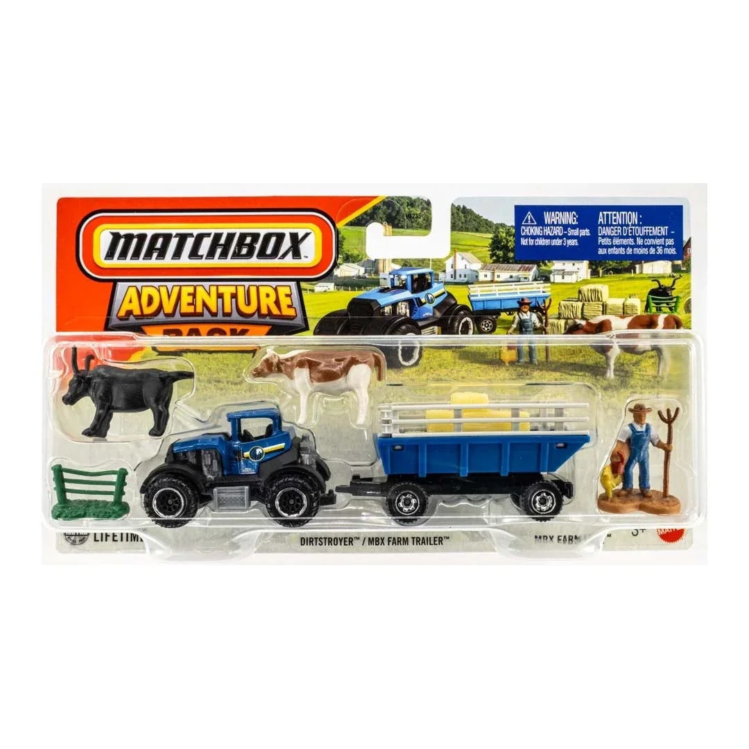 Matchbox Adventure Pack Scale 1 : 64 2025 Dirtstroyer Tractor / MBX Farm Trailer - Farm Life Vehicles Exclusive Collection