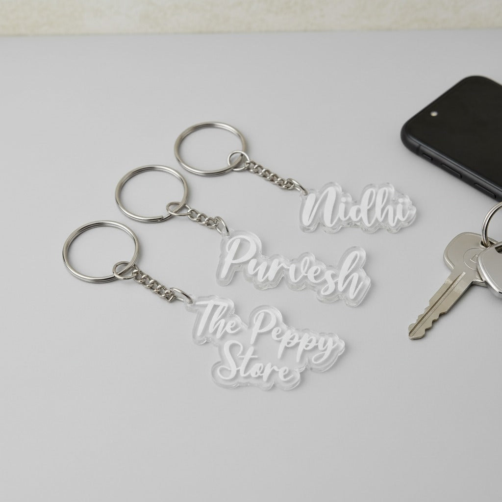 Personalised Acrylic Name Keychains - Engraved ( Prepaid orders Only)