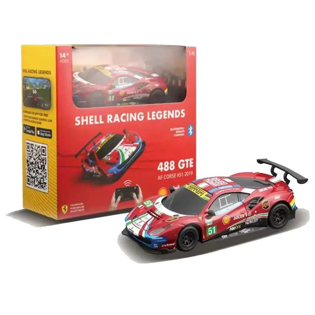 Bburago Ferrari Shell Racing Legends Ferrari 488 GTE 1:41 Scale Bluetooth Remote Control Car – Smartphone Controlled