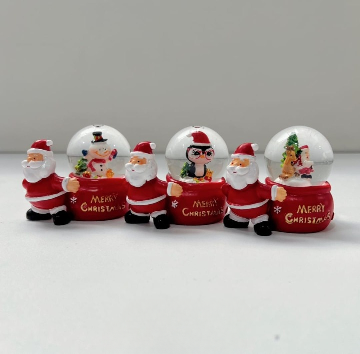Christmas Mini Santa With Snow Globe Decorative Showpiece - Random Design Will Be Provided