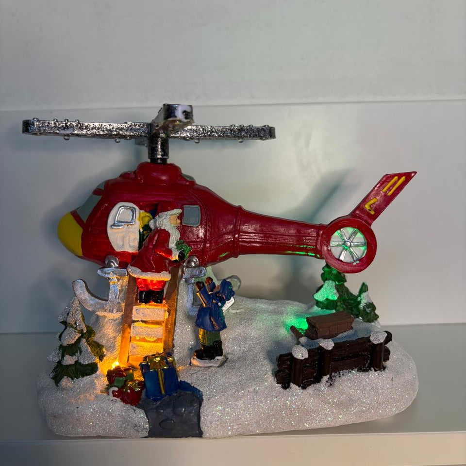 Christmas Helicopter Musical ShowPiece Lamp ( Size 14*20*11.5 Cm) - Battery Operated