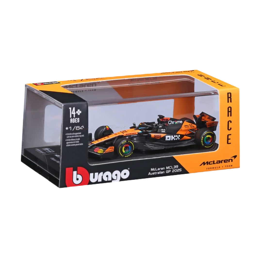 Official Bburago 2025 McLaren MCL39 Australia GP 81 Oscar Piastri - Scale 1 : 64 Diecast Scale Model