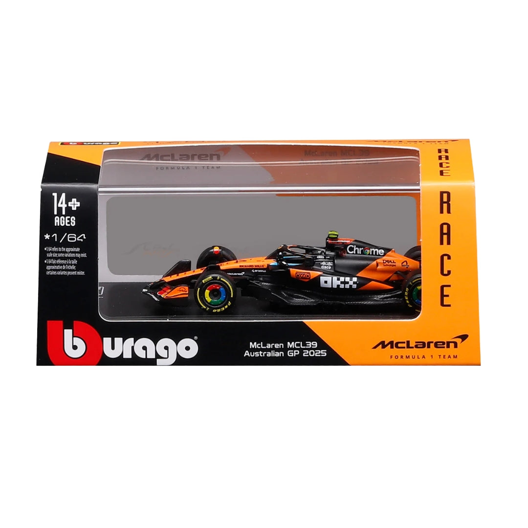 Official Bburago 2025  McLaren MCL39 Australia GP 4 Lando Norris Australia GP - Scale 1 : 64 Diecast Scale Model