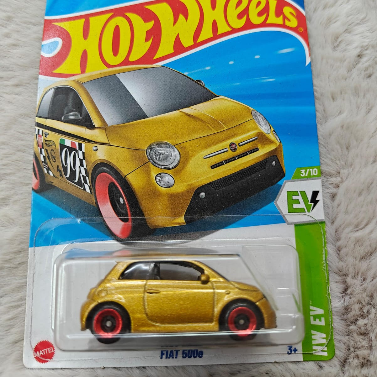 Hotwheels Imported Fiat 500E - Error Card - Car In Mint Condition