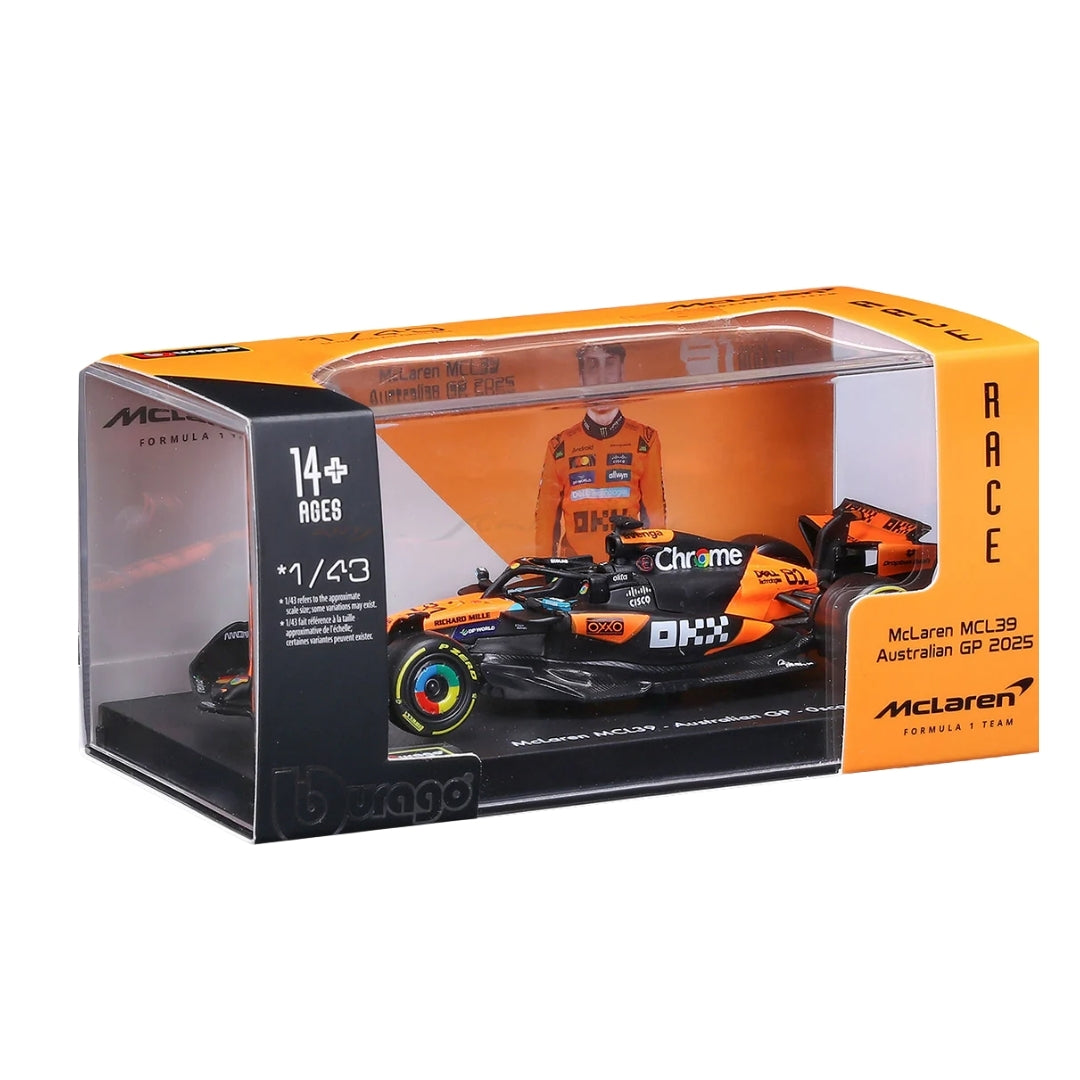 Preorder Official Bburago 2025 McLaren MCL39 GP 81 Oscar Piastri Australia GP - Scale 1 : 43 Diecast Scale Model (Will Be Shipped in January 2026 First Week)