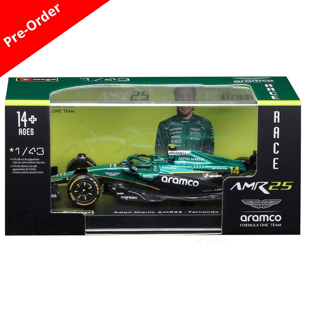 Preorder Official Bburago 2025 Aston-Martin AMR25 14 Fernando Alonso Australia GP - Scale 1 : 43 Diecast Scale Model (Will Be Shipped in January 2026 First Week)