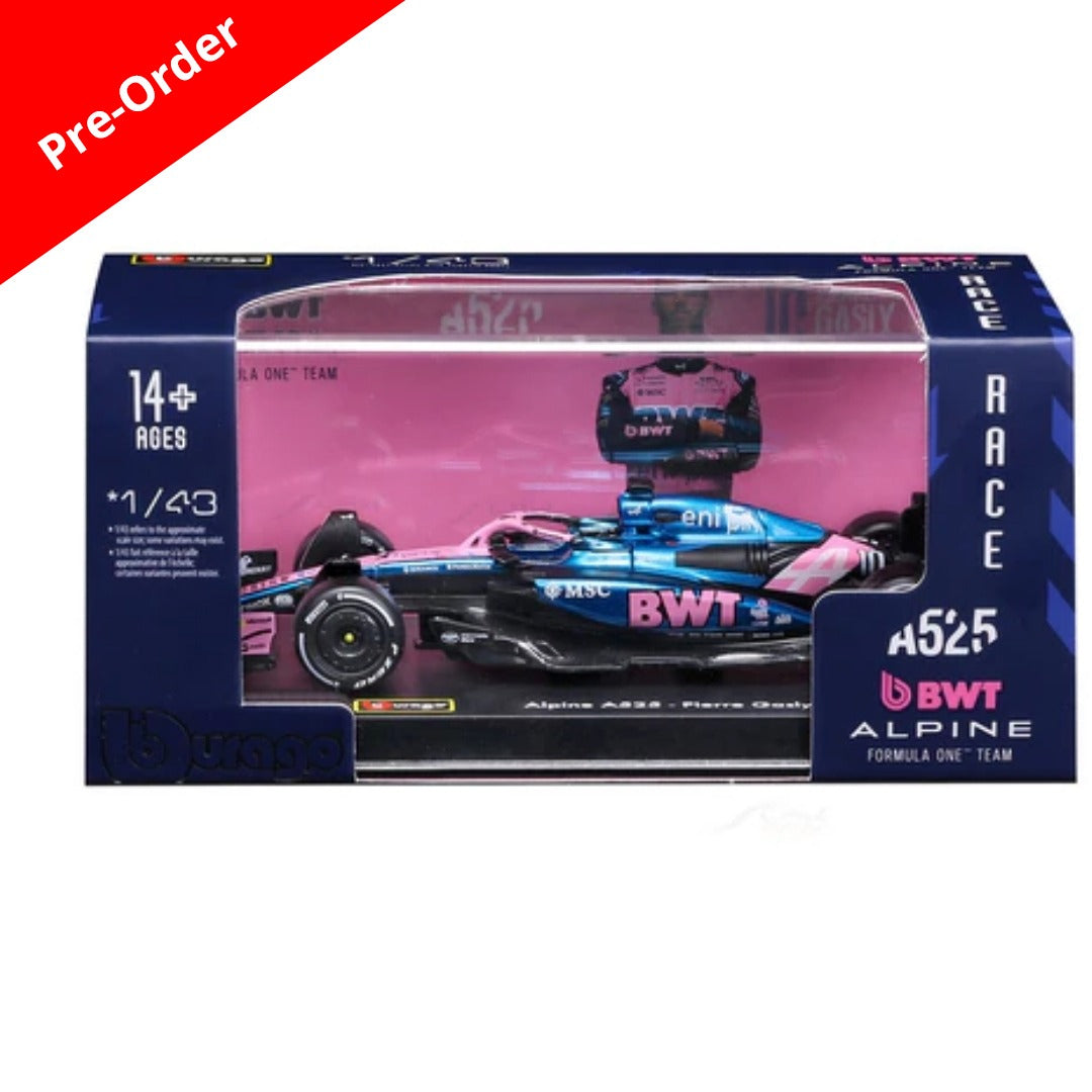 Preorder Official Bburago 2025 Alpine A525 10 Pierre Gasly Monaco GP - Scale 1 : 43 Diecast Scale Model (Will Be Shipped in January 2026 First Week)
