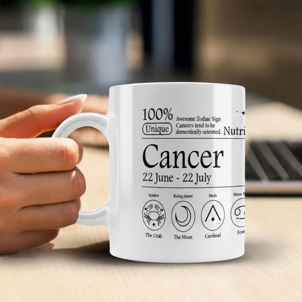 Cancer Nutrition Facts 3D White Ceramic Coffee Mug