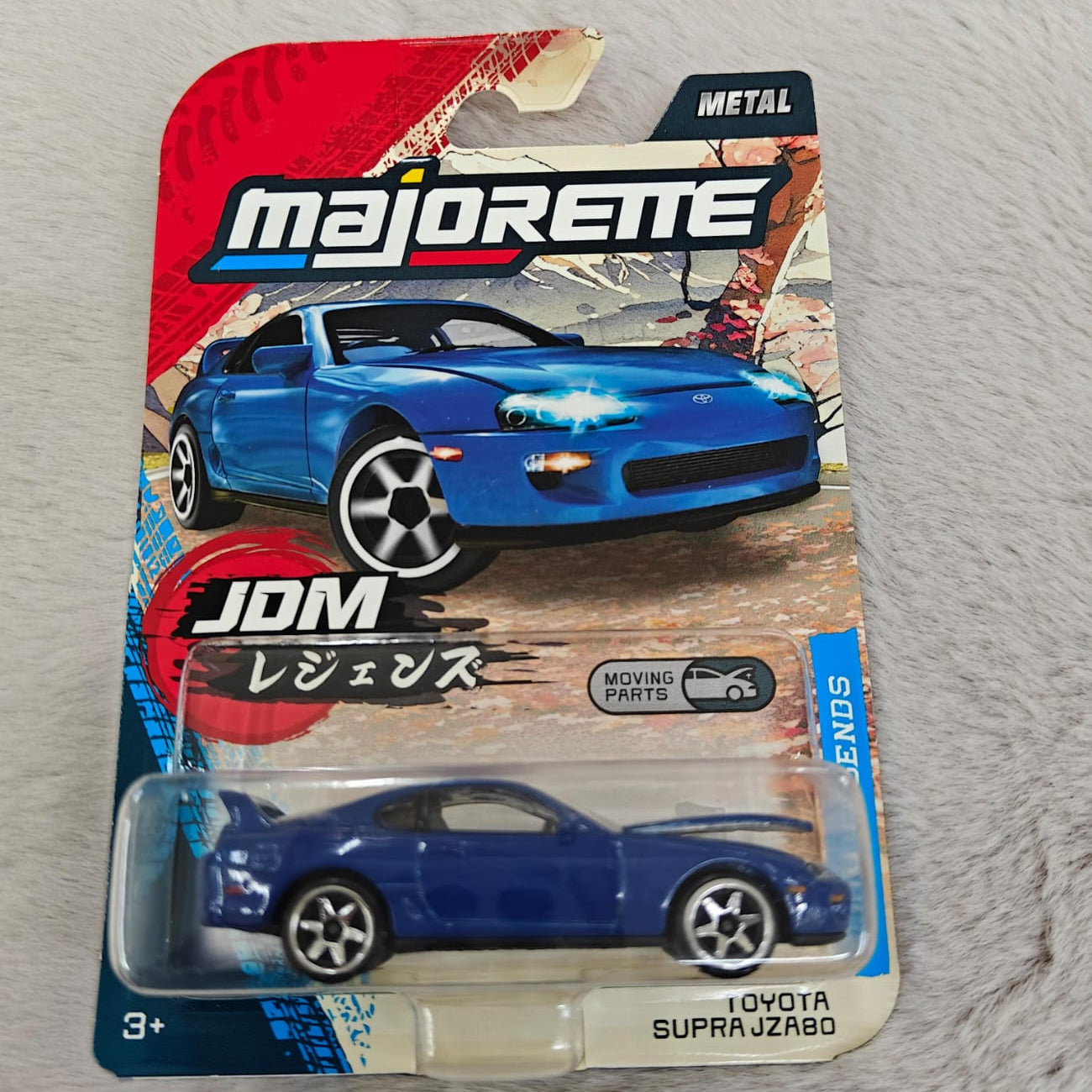 Majorette JDM Legends Premium Car -  Sporty Japanese Drift Models with Freewheel and Opening Parts Car Model - Toyota Supra JZA80