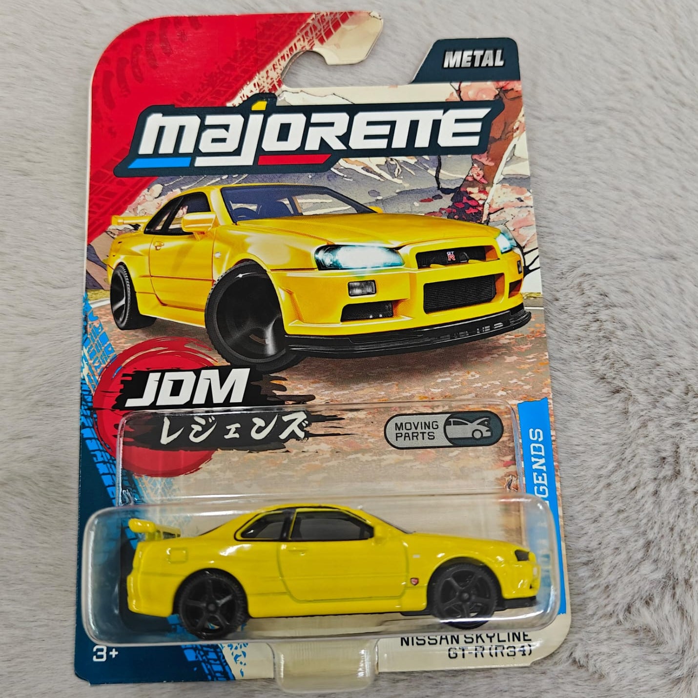 Majorette JDM Legends Premium Car -  Sporty Japanese Drift Models with Freewheel and Opening Parts Car Model - Nissan Skyline GT-R (R34)