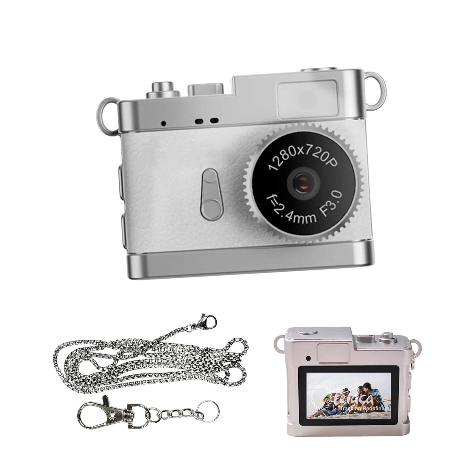 Mini Digital Camera with Filter Modes, 720p HD Video, Flashlight Keychain & Necklace (Choose From Drop Down Menu)