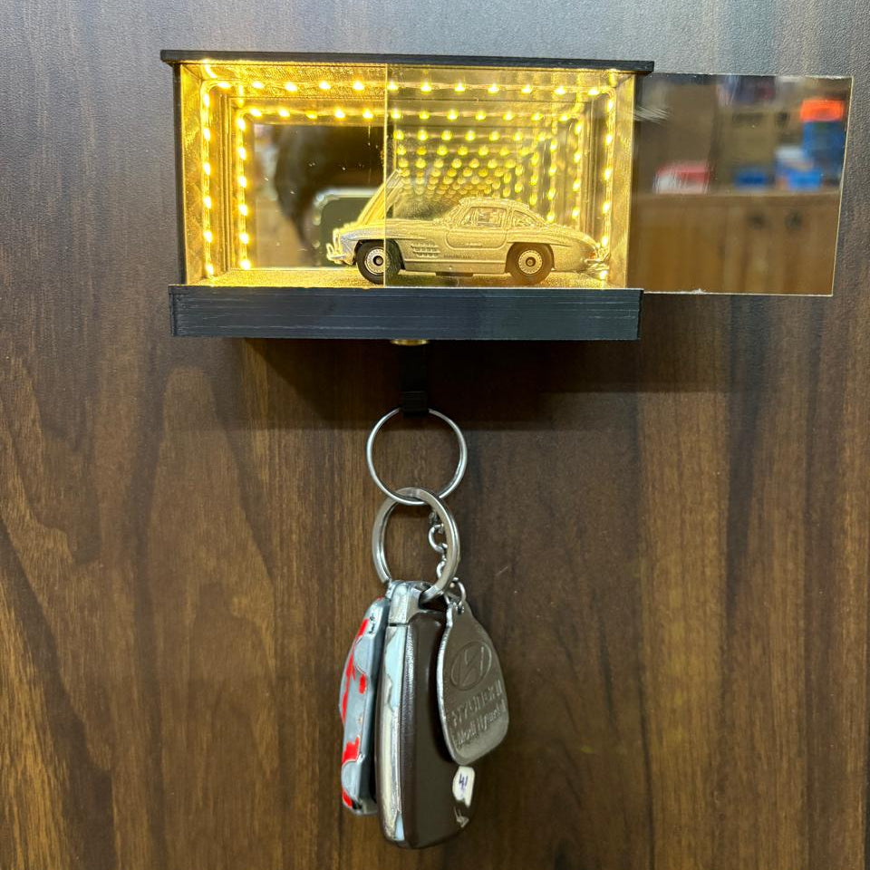 Black Car Rack Wall Mounted Key Holder With Light - USB Chargeable (No Car Will Be Provided)