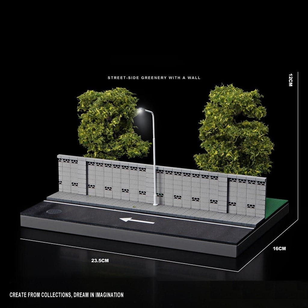 3D Printed Street Side Greenery With A Wall Diorama Garage for Car - Scale 1:64 (No Cod Allowed On This Product) - Prepaid Orders Only